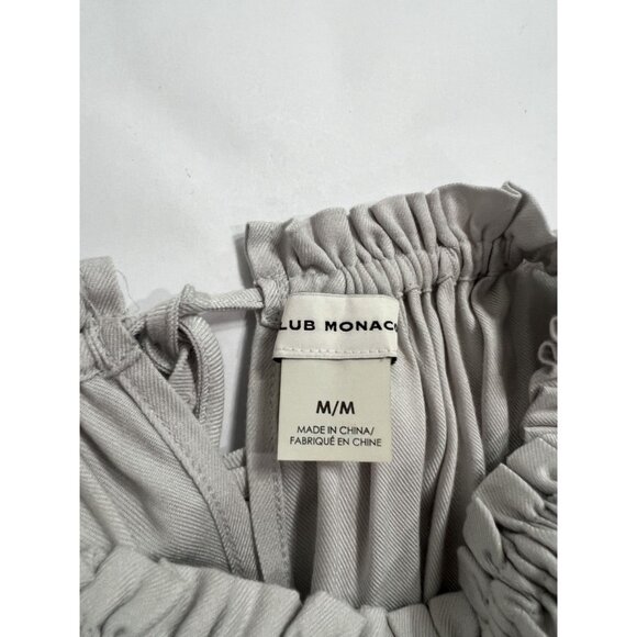 Club Monaco Long Tie Sleeve Peasant Blouse in Light Grey - Picture 2 of 3